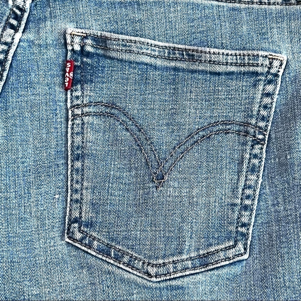 Levi's Blue Denim Distressed Cut Off Shorts - Picture 5 of 8